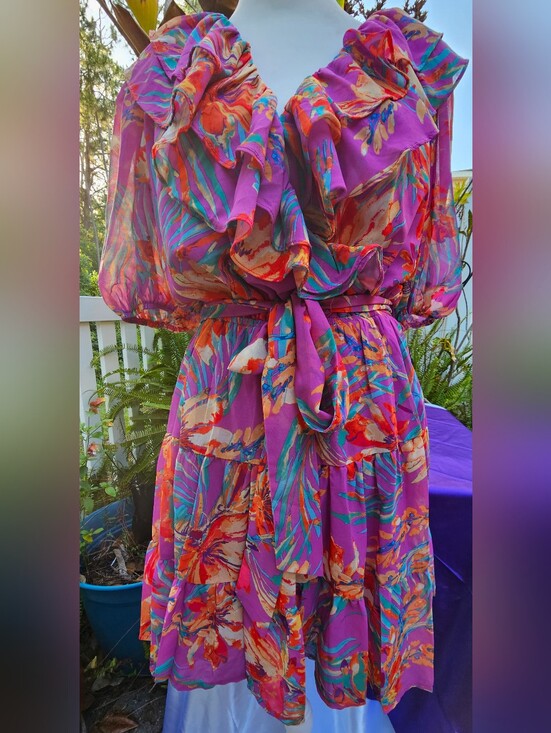 Flying Tomato Dresses & Skirts - Flying Tomato Sippin’ Sangria Purple Ruffle Mini Dress S